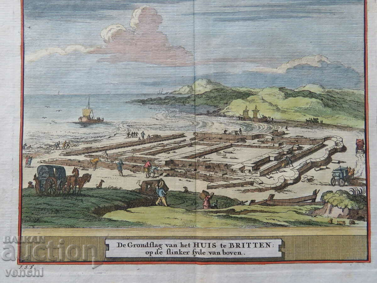 1711 - ENGRAVING - View of the Ruins of Brittenbur - ORIGINAL with price 39.99 BGN | € 20.45