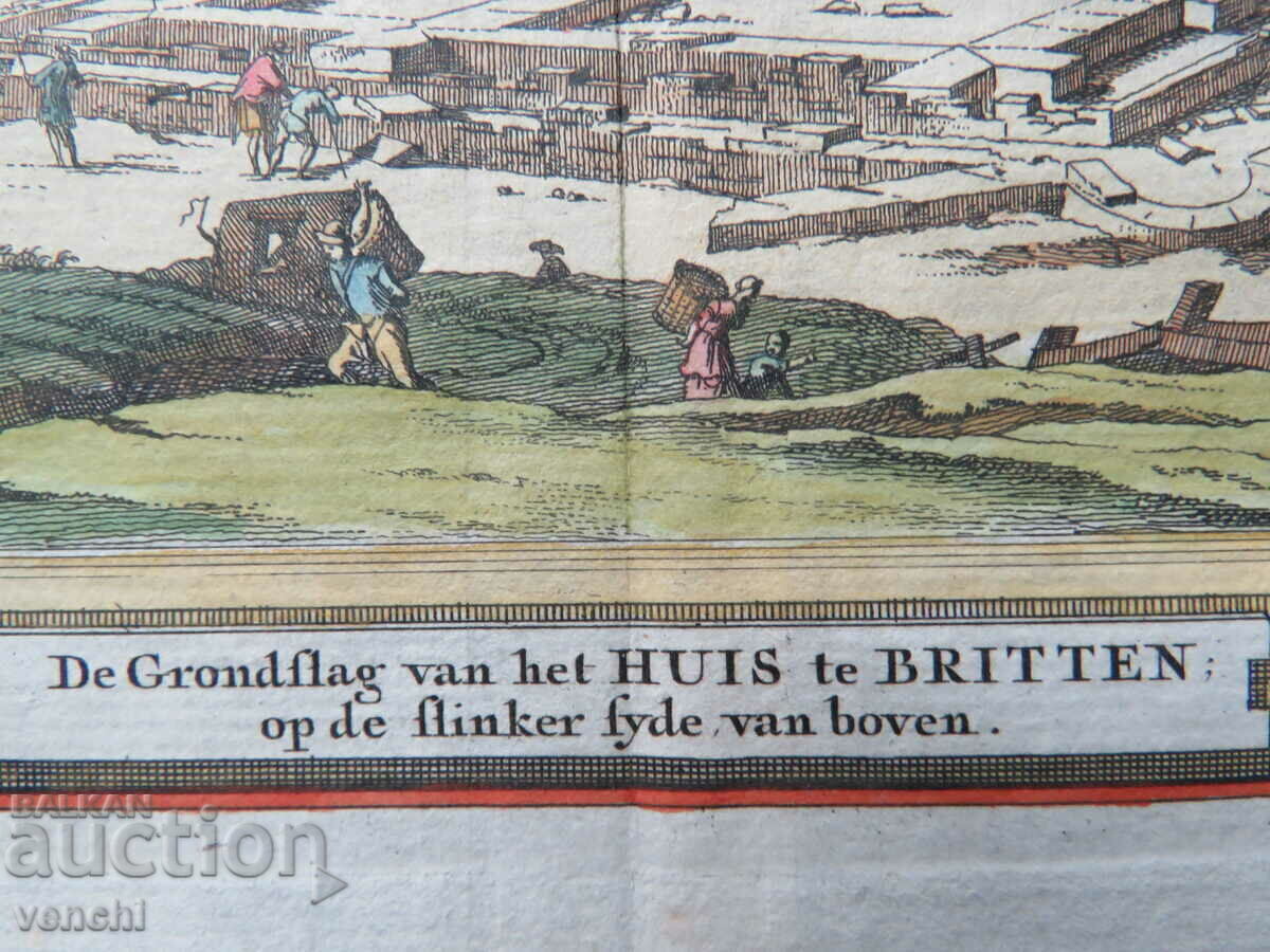 Licitație 1711 - GRAVURĂ - Vedere - ruinele Brittenburg - ORIGINAL
