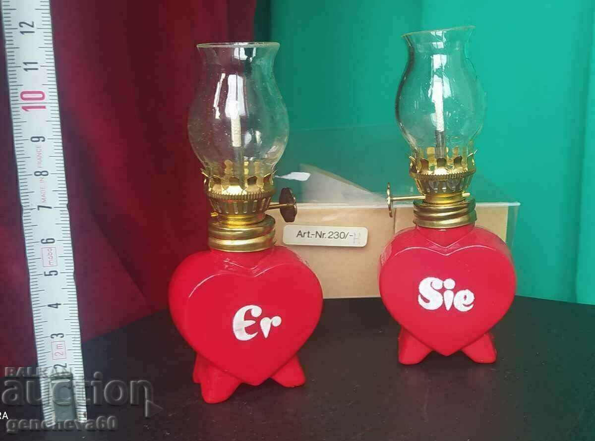 Heart-shaped oil lantern 2 pcs. vintage with price 30.00 BGN | € 15.34