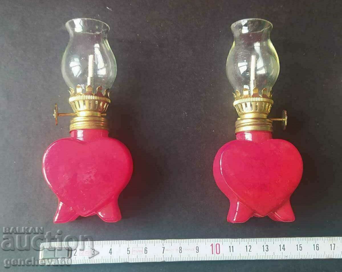 Аукцион Маслен фенер с форма на сърце 2бр.винтидж