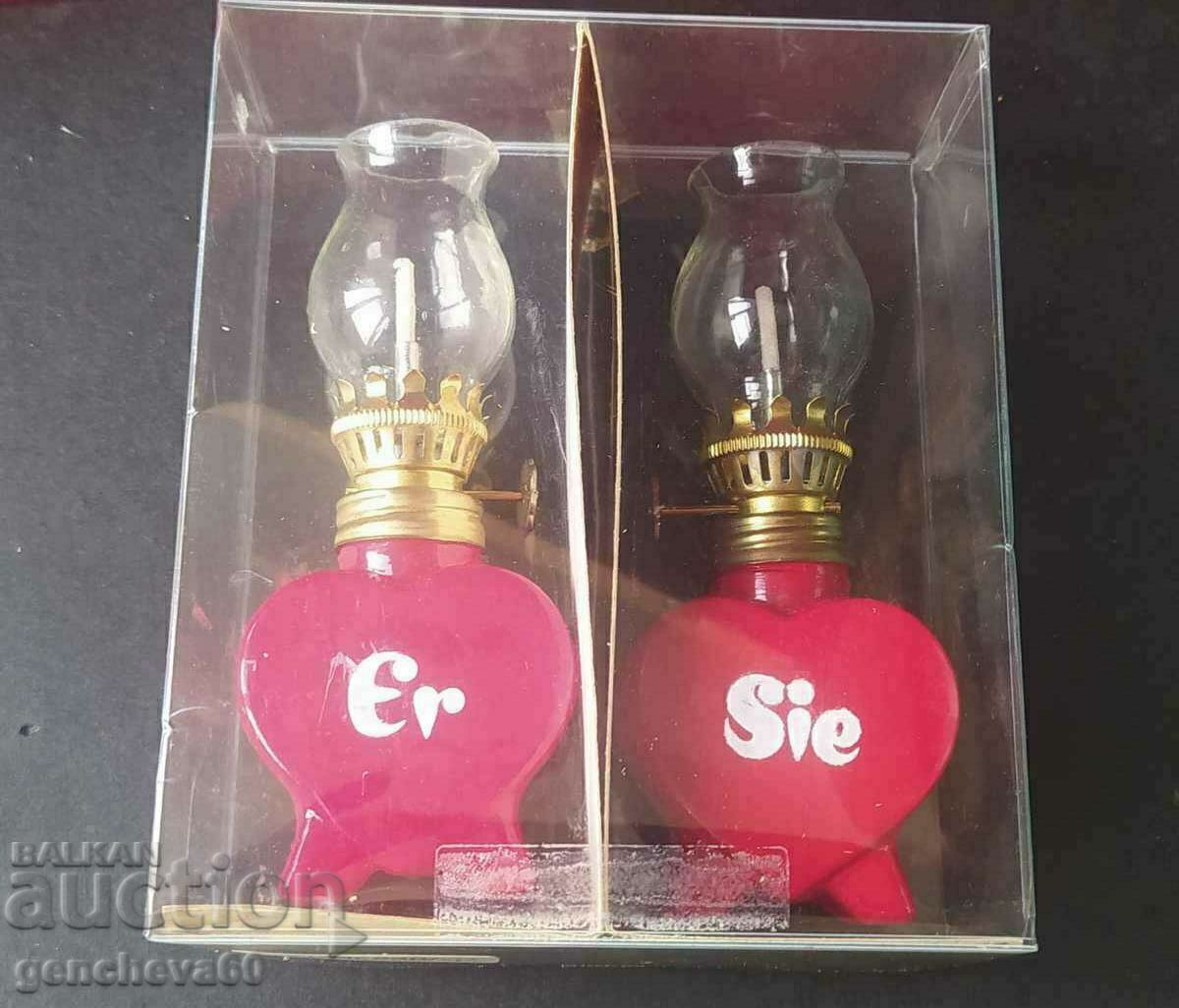 Heart-shaped oil lantern 2 pcs. vintage - 7