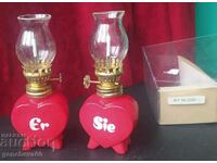 Heart-shaped oil lantern 2 pcs. vintage