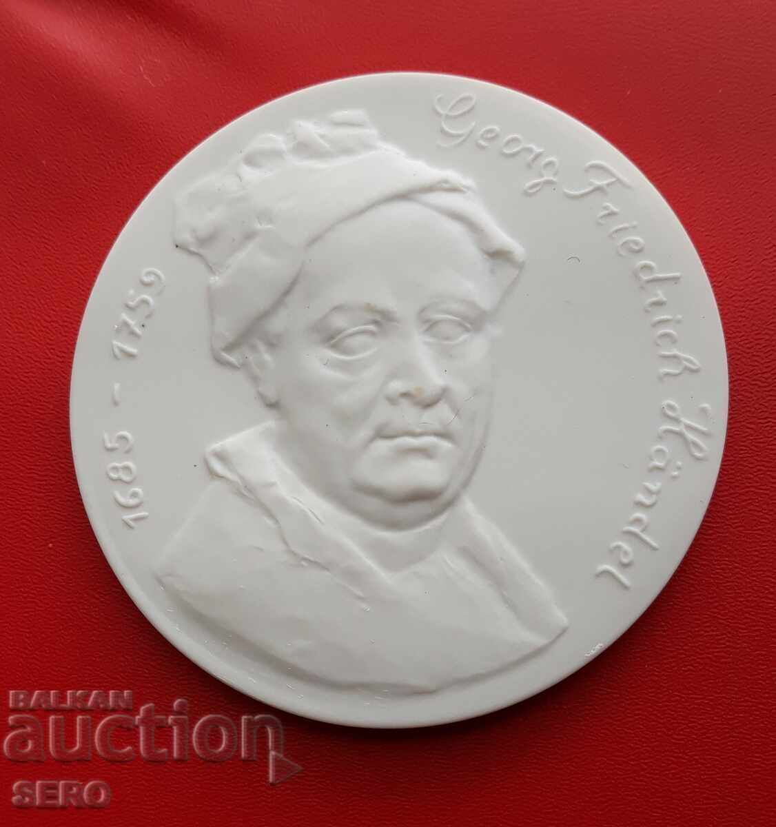 Germany-GDR-Large Porcelain Medal-Handel-Composer