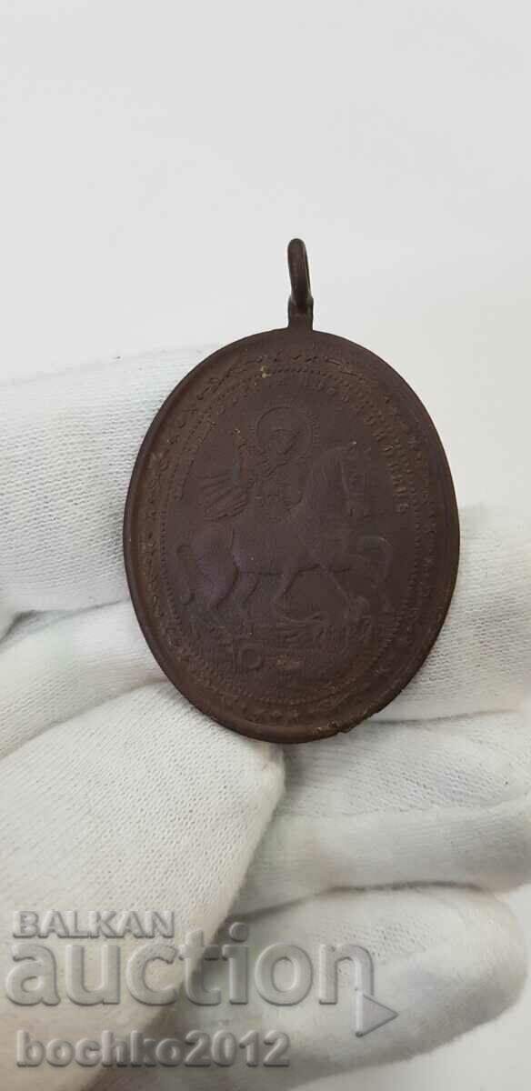 Russian bronze royal icon - medallion - St. George - 19th c. - 6 Russian bronze royal icon - medallion - St. George - 19th c. - 6
