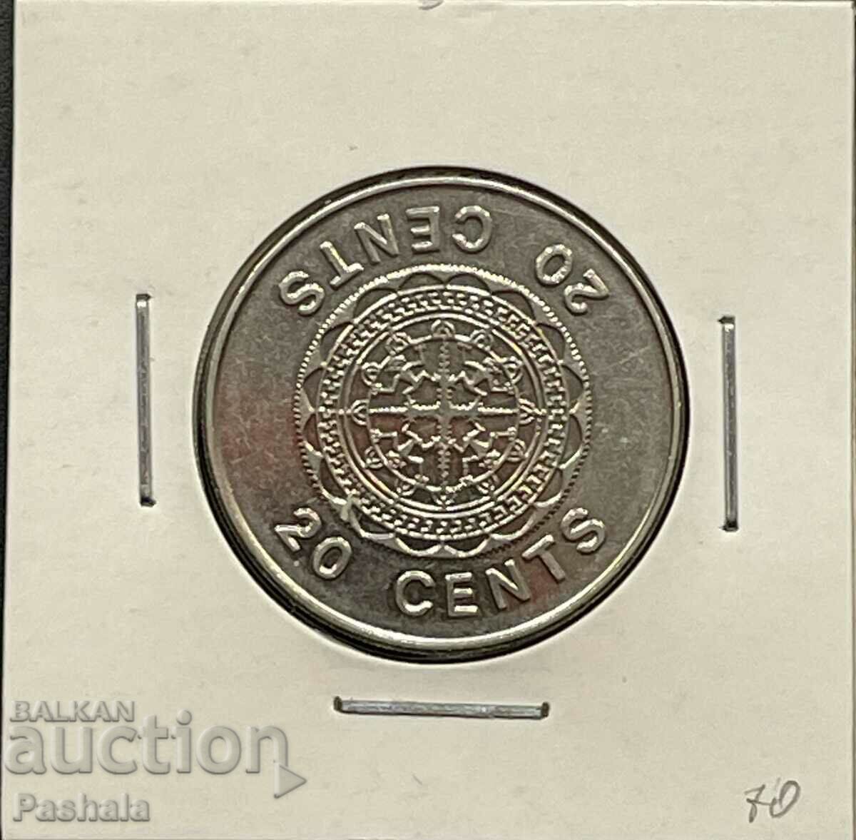 Solomon Islands 20 cents 1993