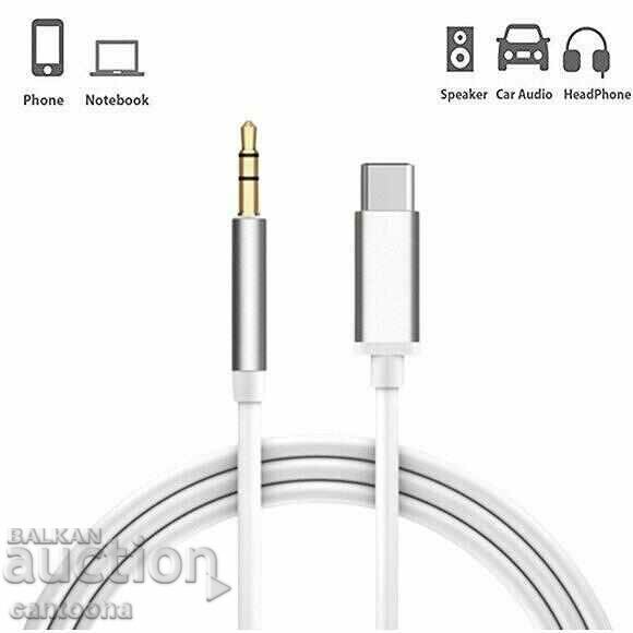 Audio cable USB-Type C to AUX 3.5mm male - 1 meter