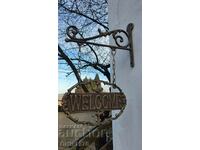 Double Sided Fine Cast Iron Sign – "Welcome"