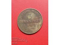 Germania-Prusia-3 pfennig 1864 A-Berlin-multe, frumos conservate