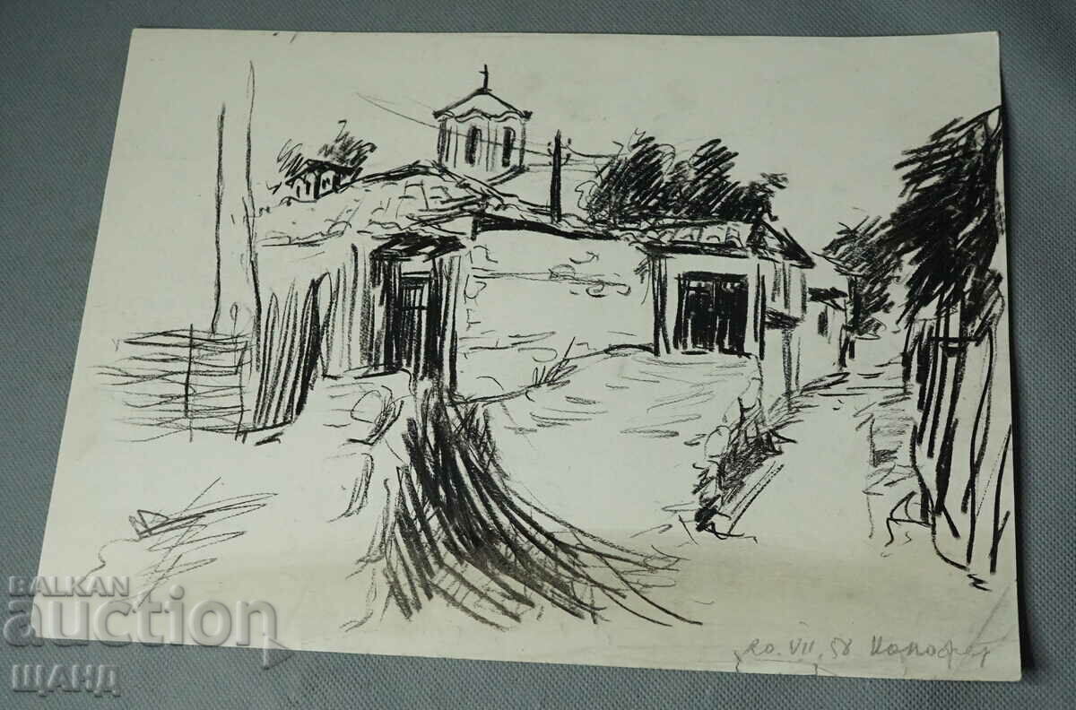 1958 master drawing Kalofer old church