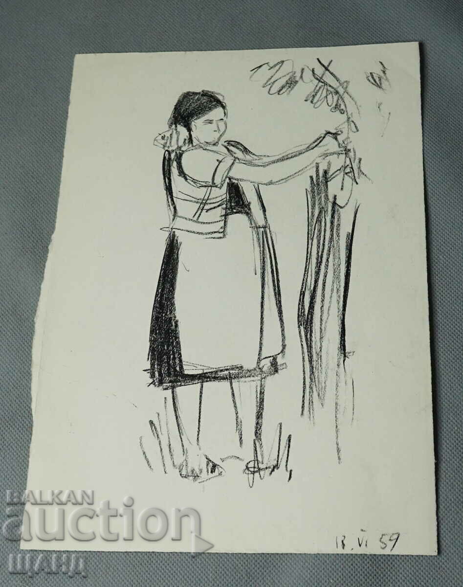 1959 κοριτσάκι ζωγραφικής