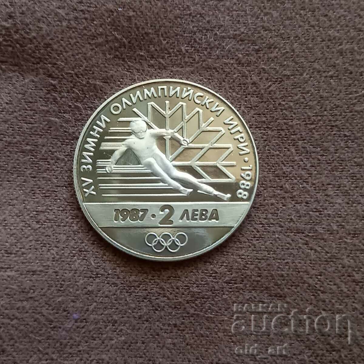 Monedă - 2 BGN 1987 XV Jocurile Olimpice de iarnă