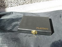 PLAYBOY PLAYING CARDS IN LEATHER BOX DOUBLE SET