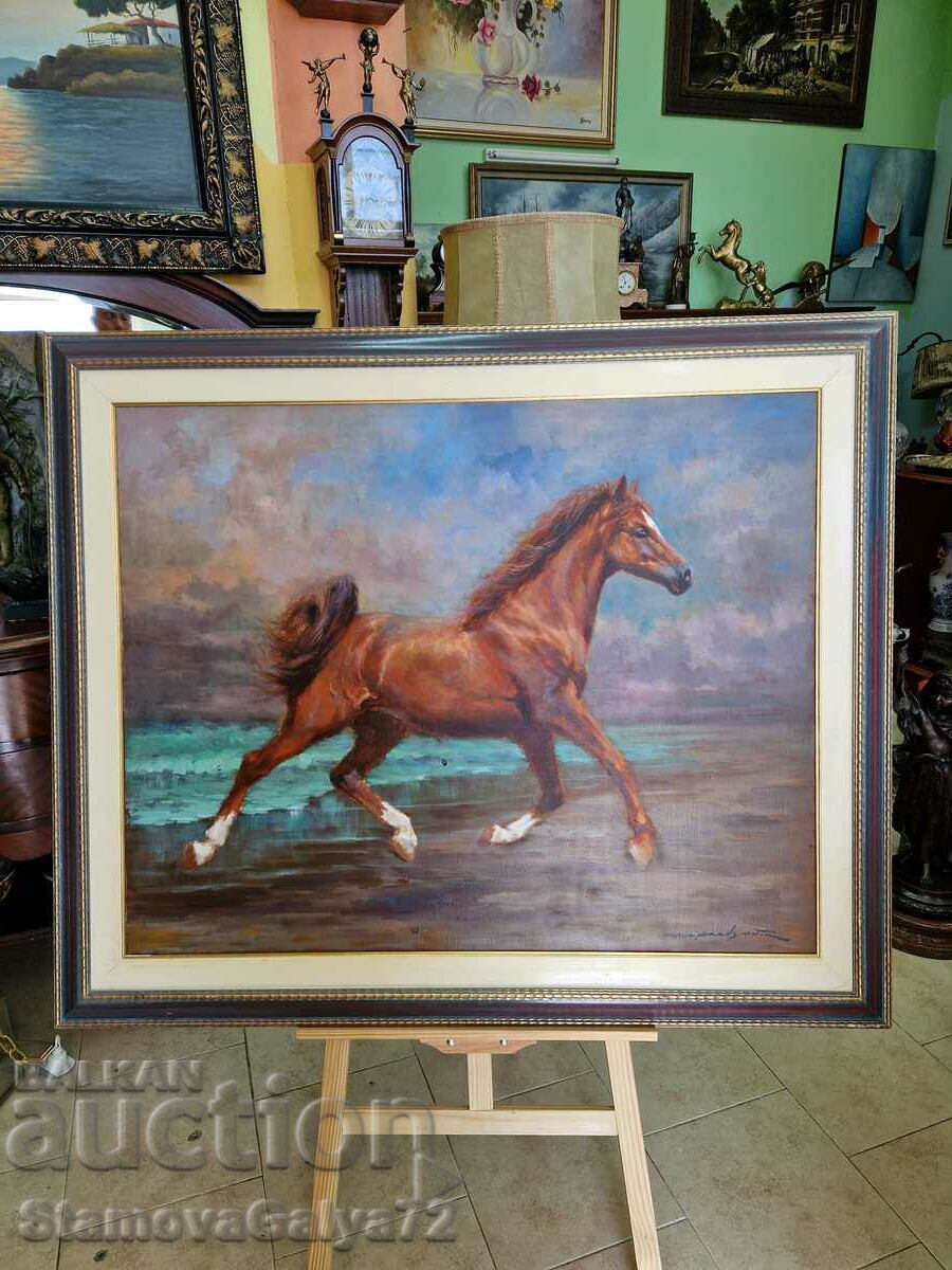 Superb large antique oil on canvas painting