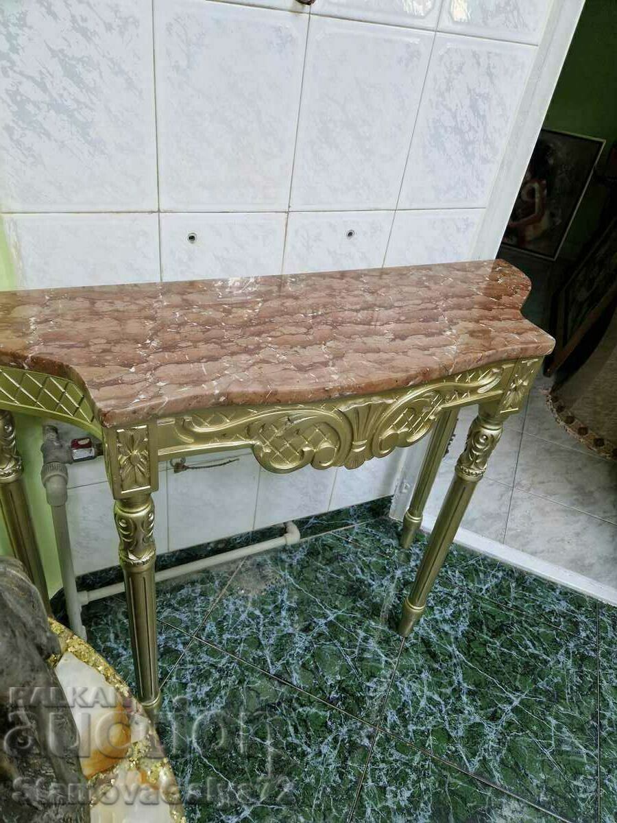 Ένα υπέροχο ξύλινο τραπέζι κονσόλα αντίκα με μαρμάρινο τοπ - 5 Ένα υπέροχο ξύλινο τραπέζι κονσόλα αντίκα με μαρμάρινο τοπ - 5