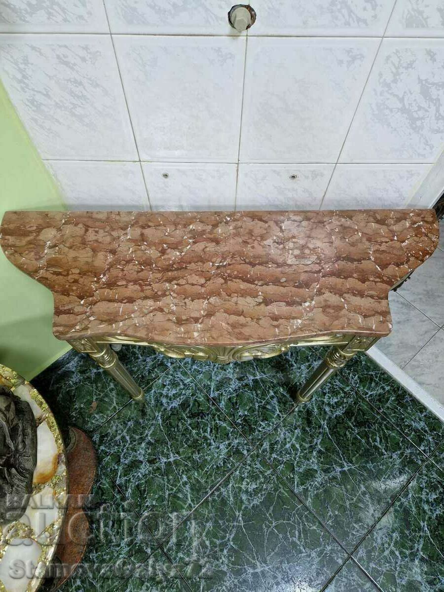 Ένα υπέροχο ξύλινο τραπέζι κονσόλα αντίκα με μαρμάρινο τοπ - 6 Ένα υπέροχο ξύλινο τραπέζι κονσόλα αντίκα με μαρμάρινο τοπ - 6