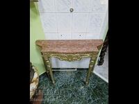 A wonderful antique wooden console table with a marble top