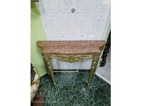 A wonderful antique wooden console table with a marble top