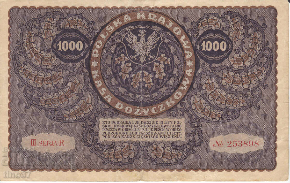 Auction tino37- POLAND - 1000 STAMPS - 1919 - VF+ Auction tino37- POLAND - 1000 STAMPS - 1919 - VF+