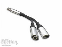 Adaptor pentru căști USB TIP C la 3,5 mm și încărcare 2-în-1