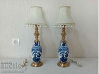 Set of two antique porcelain lamps - lamp