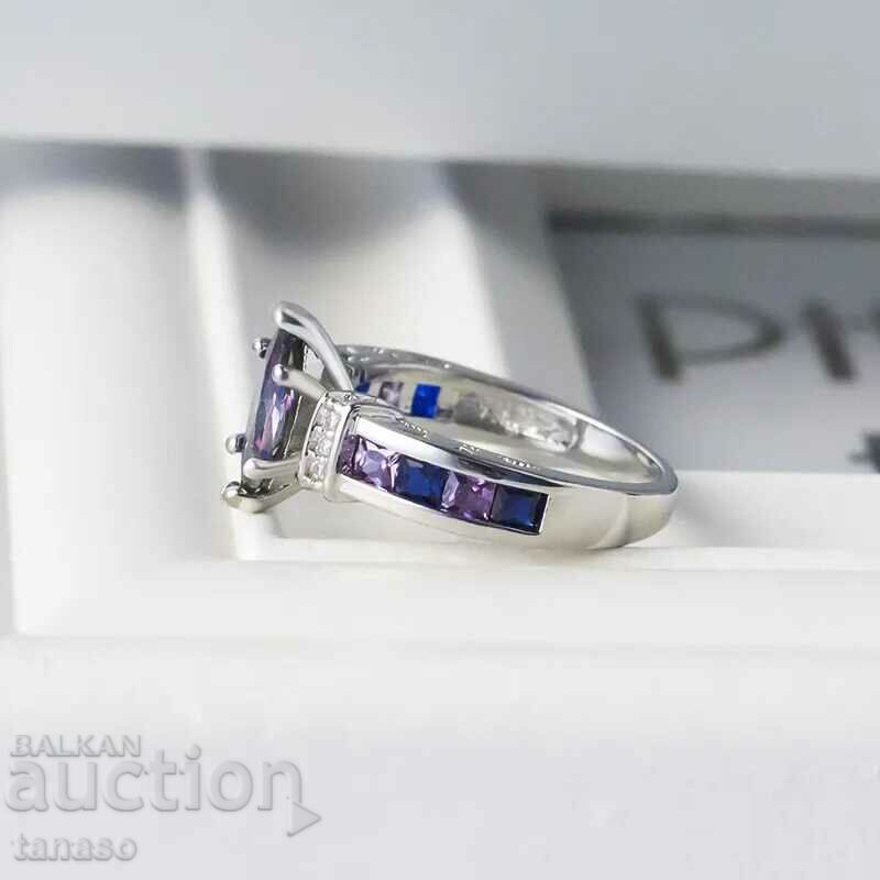 Auction  Ring with violet amethysts, gold plating