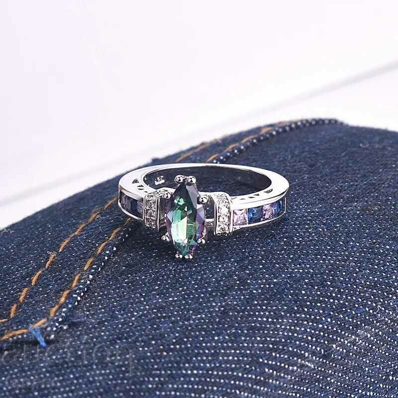 Ring with violet amethysts, gold plating - 5