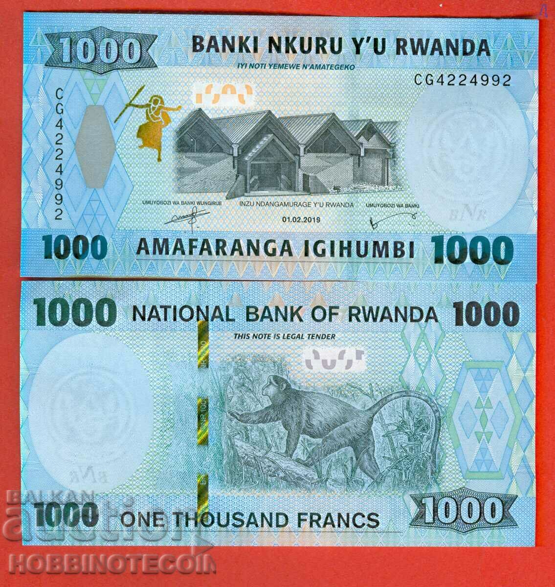 RWANDA RWANDA 1000 1000 Franc emisiune - emisiune 2019 NOU UNC