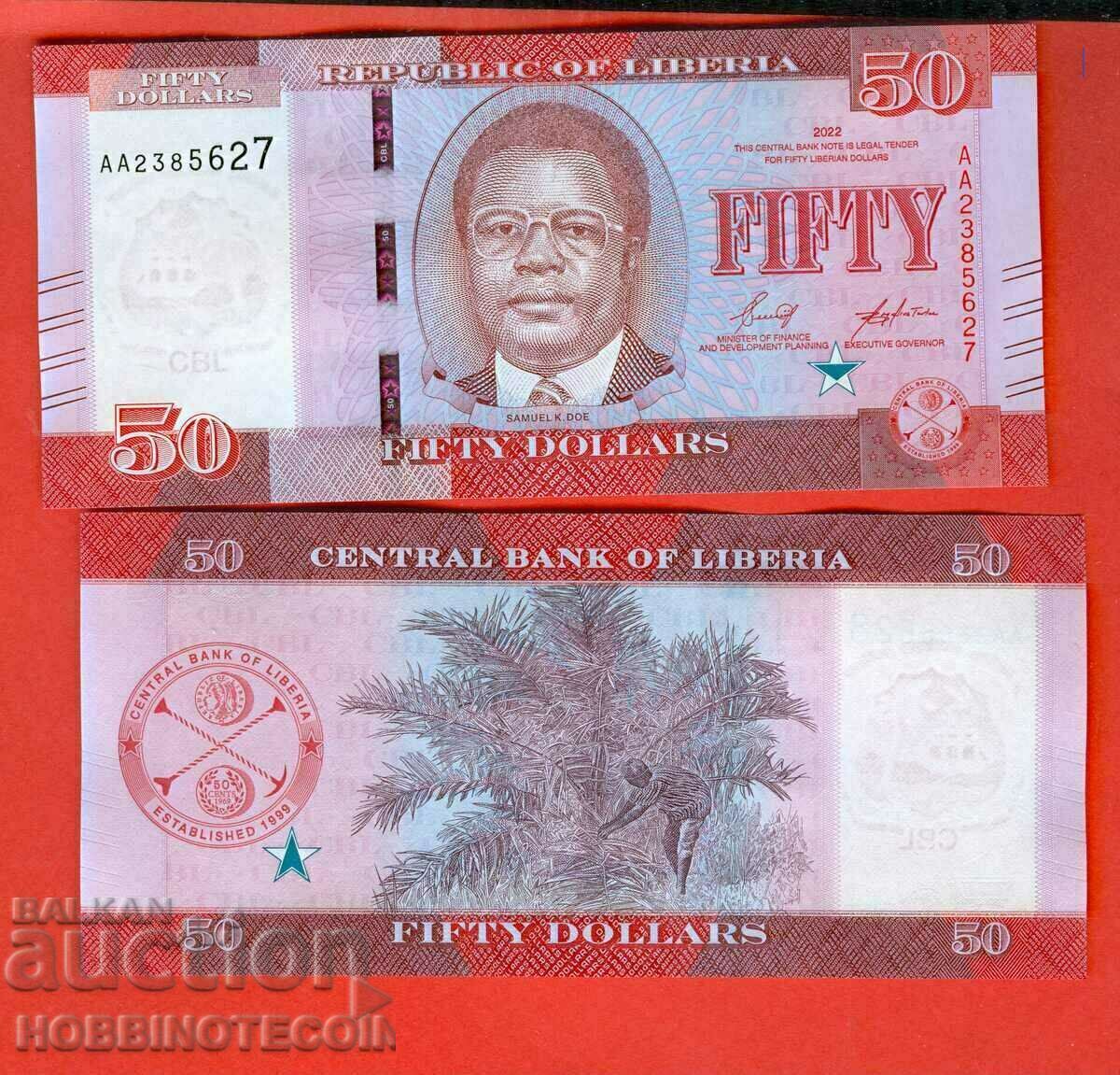 LIBERIA LIBERIA emisiune de 50 USD 2022 NOU UNC