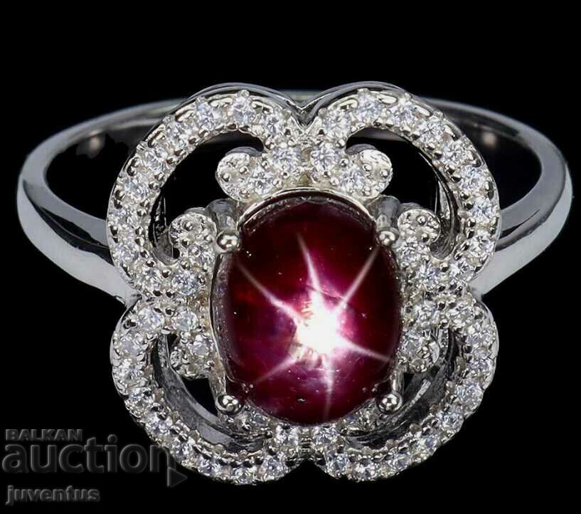 SILVER RING WITH STAR RUBY (AFRICA)