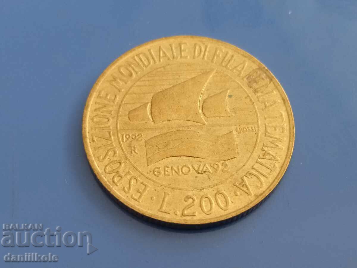 *$*Y*$* ITALY 200 LIRES 1992 ANNIVERSARY - RARE *$*Y*$* *$*Y*$* ITALY 200 LIRES 1992 ANNIVERSARY - RARE *$*Y*$*