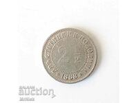 Monedă de 2 și 1/2 cenți (doi cenți și jumătate) 1888.