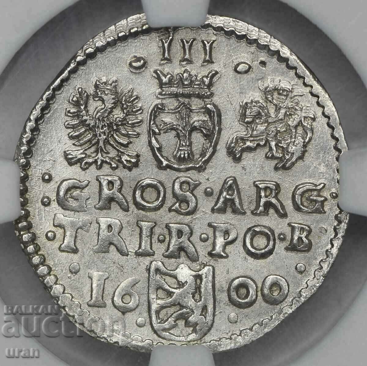3 groshis troika 1600. MS64 NGC with price 2500.00 BGN | € 1278.23 3 groshis troika 1600. MS64 NGC with price 2500.00 BGN | € 1278.23