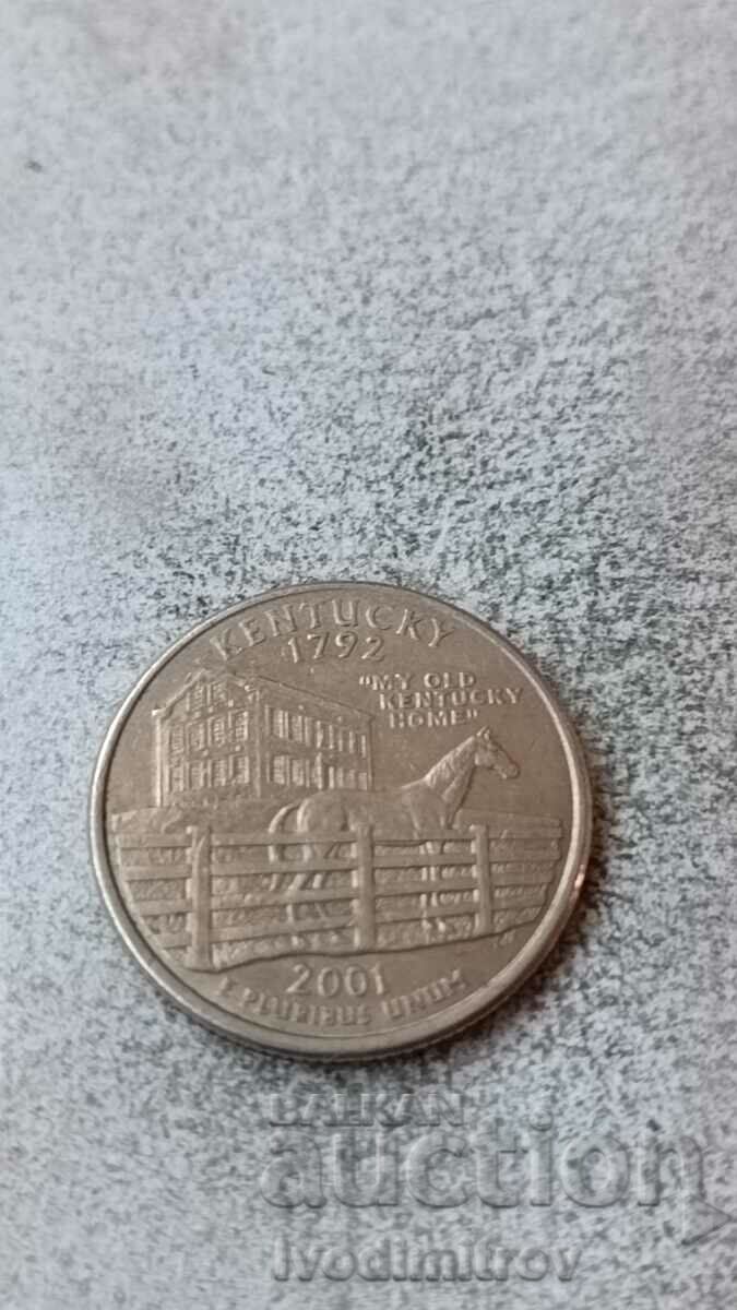 САЩ 25 цента 2001 D Kentucky