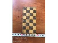 CHESS BOX WOOD PYROGRAPH ANTIQUE GAME