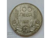 100 лева сребро България 1937 -  сребърна монета #136