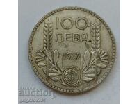 100 лева сребро България 1937 -  сребърна монета #145