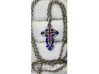 Russian imperial silver cross with enamel 84 sample SM.
