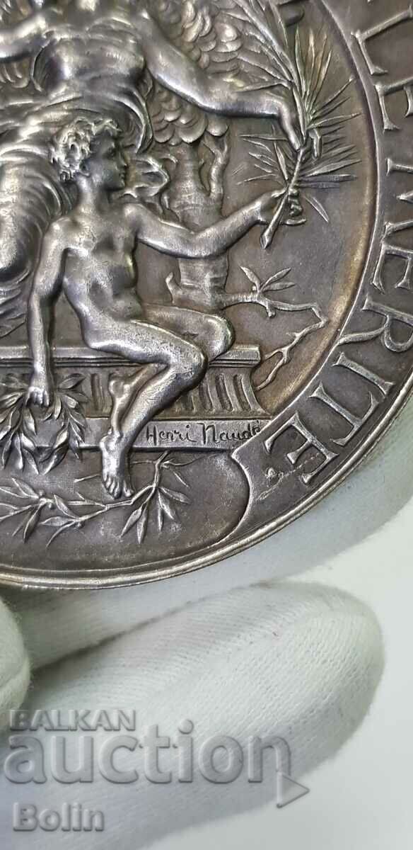 Δημοπρασία Ένα όμορφο γαλλικό επάργυρο επιτραπέζιο μετάλλιο - 1891 Δημοπρασία Ένα όμορφο γαλλικό επάργυρο επιτραπέζιο μετάλλιο - 1891