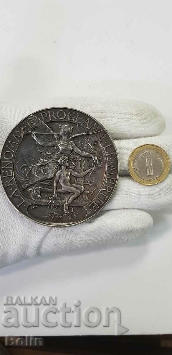 Ένα όμορφο γαλλικό επάργυρο επιτραπέζιο μετάλλιο - 1891 - 6 Ένα όμορφο γαλλικό επάργυρο επιτραπέζιο μετάλλιο - 1891 - 6