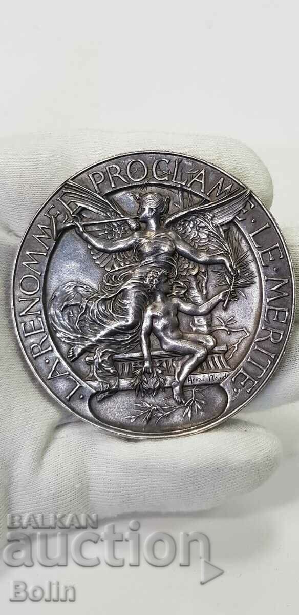 Ένα όμορφο γαλλικό επάργυρο επιτραπέζιο μετάλλιο - 1891 - 7 Ένα όμορφο γαλλικό επάργυρο επιτραπέζιο μετάλλιο - 1891 - 7