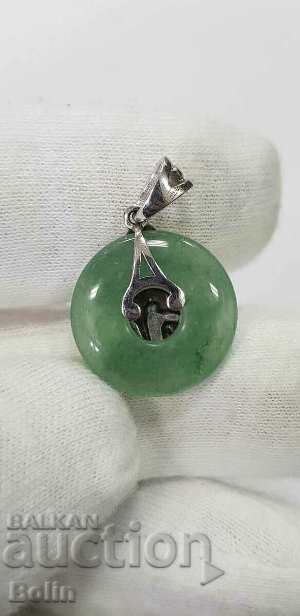 Auction  Russian modern medallion, silver, jade - Monkey - 925 BC