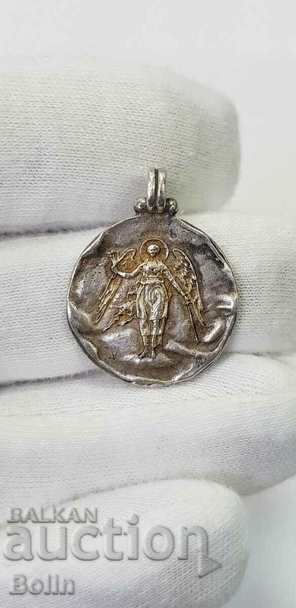 ART - Silver medallion with Archangel Michael - 999 BC - Russia