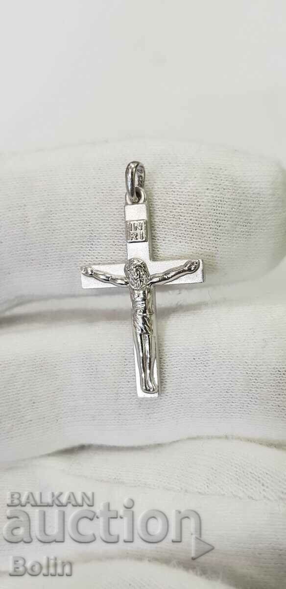 Stylish silver modern cross with Jesus Christ 925 BC. with price 85.00 BGN | € 43.46 Stylish silver modern cross with Jesus Christ 925 BC. with price 85.00 BGN | € 43.46