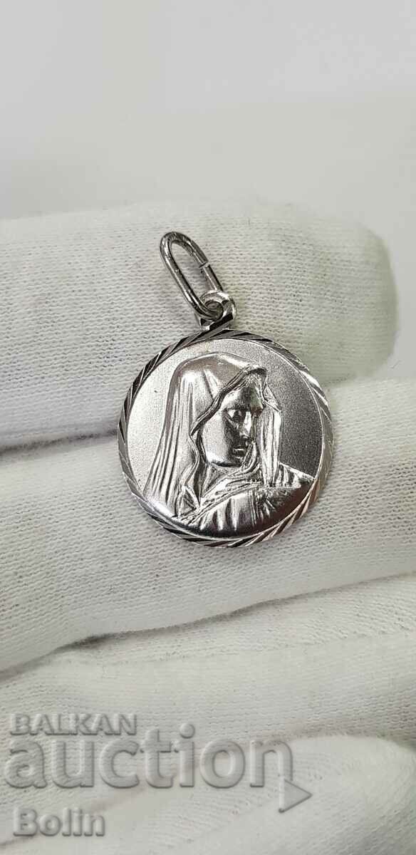 Delicat medalion de argint cu Fecioara Maria 925 î.Hr.