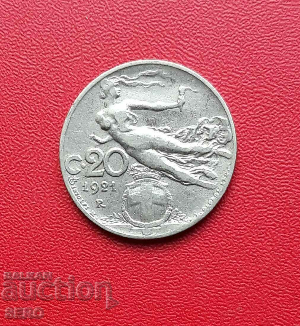 Италия-20 цента 1921