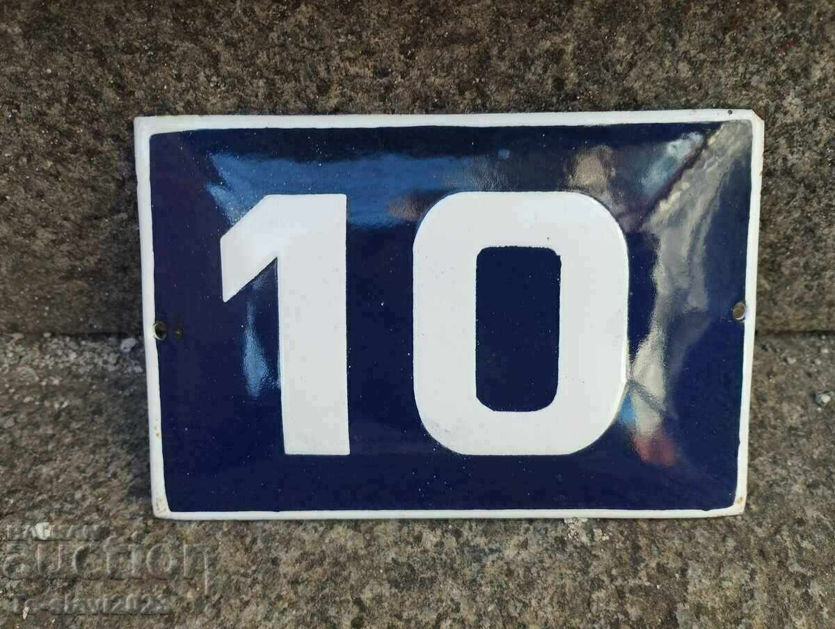 OLD ENAMEL SIGN - number ,,10,,