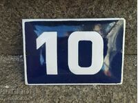 OLD ENAMEL SIGN - number ,,10,,