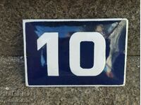 OLD ENAMEL SIGN - number ,,10,,