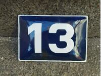 OLD ENAMEL SIGN - number ,,13,,