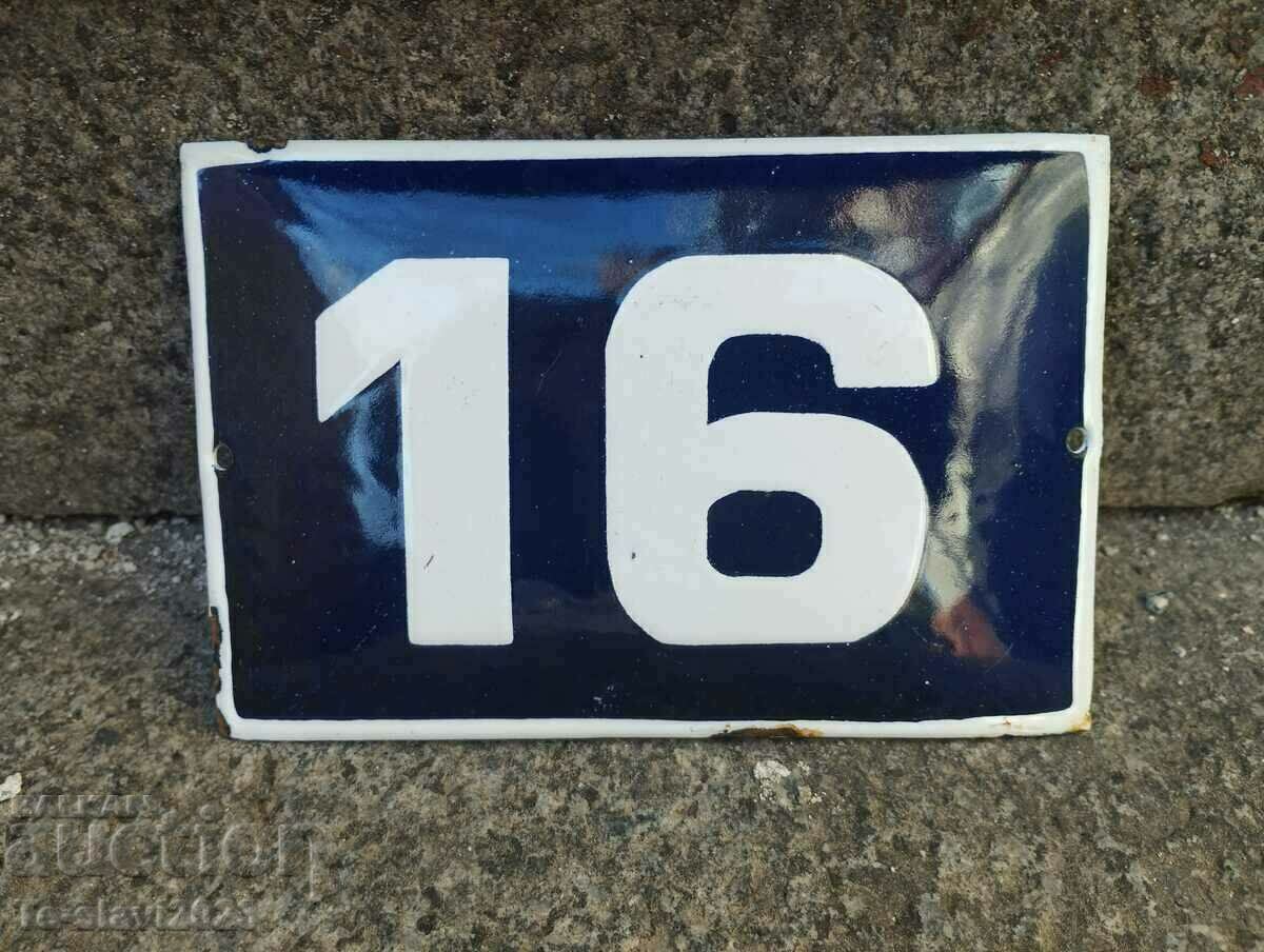 OLD ENAMEL SIGN - number ,,16,,